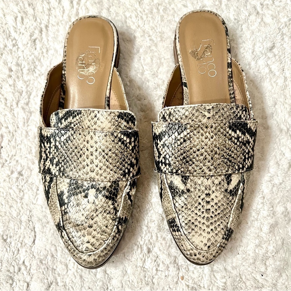 Franco Sarto Malesa Loafer Faux Snakeskin Python Slip On Slide 6.5M comfy slides